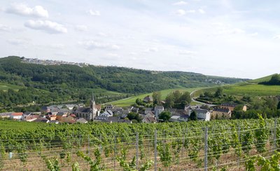 Vue panoramique de la vallée de la Moselle et le village Ahn